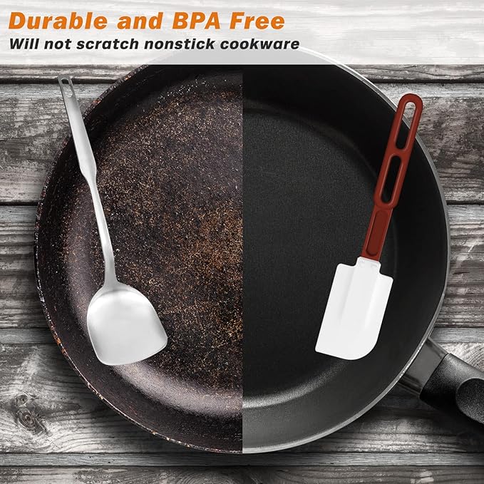 High-Temp Silicone Spatulas, 10'' Commercial Spatula 500°F Heat-Resistant Non-Stick Silicone Scraper, Set of 2 (10-Inch, NSF) - Image 5