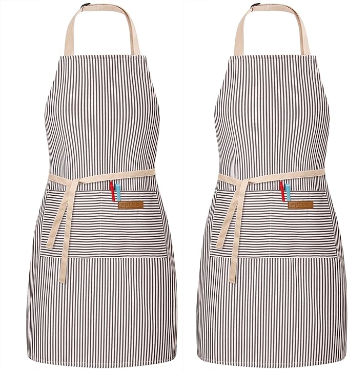 BeLuyi 2 Pack Adjustable Bib Apron with 2 Pockets Chef Cooking Kitchen Restaurant Aprons for Women Men by BELUYI