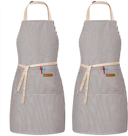 BeLuyi 2 Pack Adjustable Bib Apron with 2 Pockets Chef Cooking Kitchen Restaurant Aprons for Women Men by BELUYI