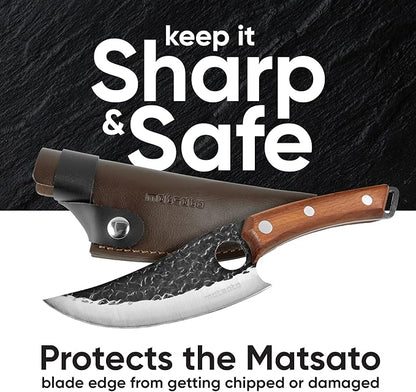 Matsato Kitchen Knife Leather Sheath, Japanese Steel Chef's Knife Holder Perfect for Cutting and Chopping, 6.3 Inch Knives holder - Image 3