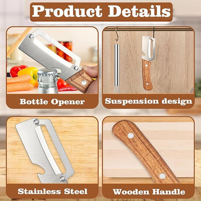 2 Pcs Multifunctional Vegetable Peeler, Stainless Steel Blade Peeler with Wooden Handle, Non-Slip Fruit Peeler for Kitchen - Image 3