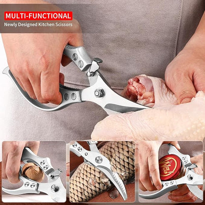 MAD SHARK Heavy Duty Poultry Shears, Kitchen Shears with Non-Slip Handle & Safety Lock, All Purpose Kitchen Scissors for Chicken, Meat Cutting, Turkey, Fish, Vegetables, Spring Loaded, Dishwasher Safe - Image 5