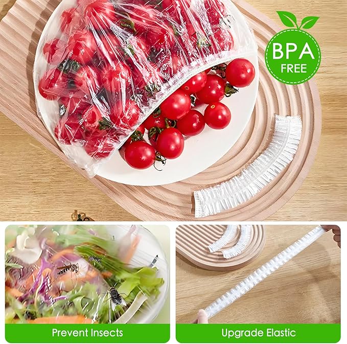 100 Plastic Large Bowl Covers - 20 Inch Elastic Reusable, Large Bowl Covers For Bread Proofing, Multi-Purpose Kitchen Outdoor Must-Have