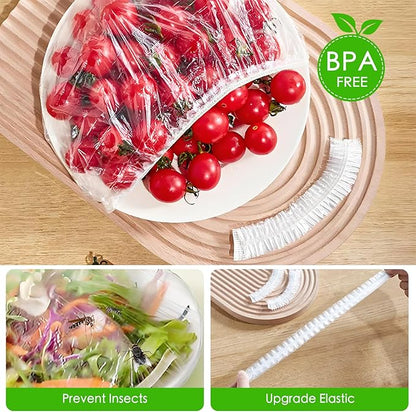 100 Plastic Large Bowl Covers - 20 Inch Elastic Reusable, Large Bowl Covers For Bread Proofing, Multi-Purpose Kitchen Outdoor Must-Have