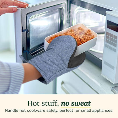 Cuisinart Mini Oven Mitts – 5.5” x 7” Heat-Resistant Kitchen Mitts for Oven with Non-Slip Neoprene Palm, Cotton Filling, and Fabric Loop – Durable Oven Mitt Set for Cooking & Baking (Chambray) - Image 2