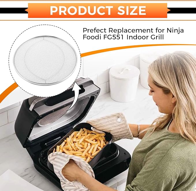 Splatter Shield Replacement for Ninja FG551 DG551 BG500A Foodi Smart XL Grill, Stainless Steel Mesh Splatter Screen Replacement for Ninja 6 in 1 Smart XL Indoor Grill