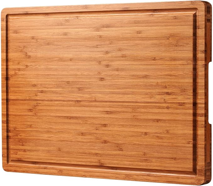 Allsum Extra Large Carbonized Bamboo Wood Cutting Boards for Kitchen, Huge Chopping Board with Juice Grooves & Handles Resisting to Warping and Cracking, Huge Charcuterie Boards, 24"L x 18"W by ALLSUM