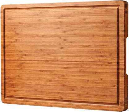 Allsum Extra Large Carbonized Bamboo Wood Cutting Boards for Kitchen, Huge Chopping Board with Juice Grooves & Handles Resisting to Warping and Cracking, Huge Charcuterie Boards, 24"L x 18"W by ALLSUM