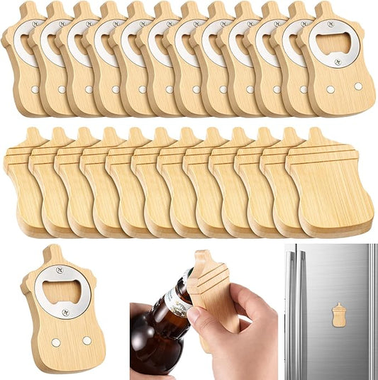 Vesici 24 Pcs Magnetic Wood Bottle Opener 2.5" DIY Bamboo Baby Bottle Shape Beer Opener Baby Shower Favors Wooden Beer Openers Fridge Refrigerator Magnet Gift for Guests Wedding Party Souvenirs by Vesici