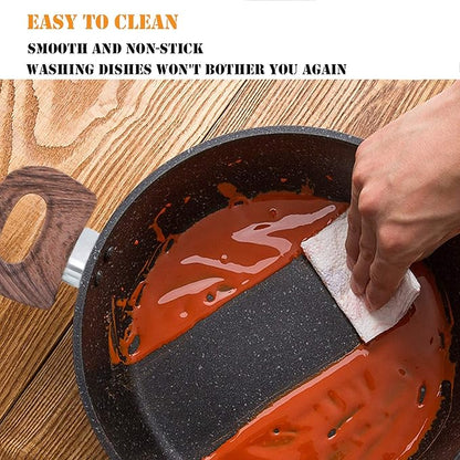Kitchen Academy Induction Pots and Pans Set Non Stick - 12 Pcs Nonstick Kitchen Cookware Set, Black Hammered Cooking Pans Set - Image 6