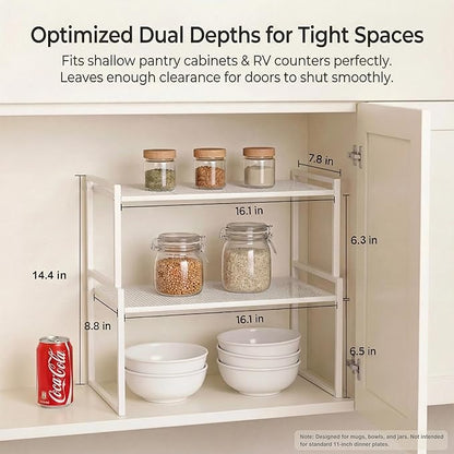 Set of 2 Cabinet Organizers 16.1''W 44 LBS Load Capacity Heavy Duty Kitchen Pantry Shelves Counter Countertop Storage Racks