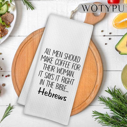 Funny Coffee Kitchen Towels, Coffee Gifts for Men Women Dish Tea Bar Towel, Housewarming Gifts Decorative Hand Towels for Kitchen Home Bar Decor, 16x24 Inch