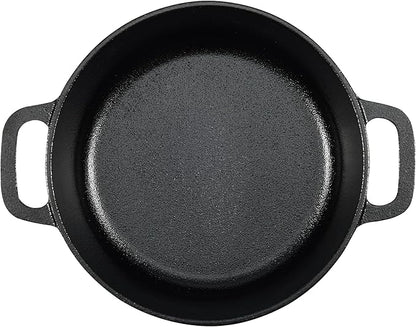 Amazon Basics Pre-Seasoned Cast Iron Mini Dutch Oven Pot with Lid and Dual Handles, Oven Safe, 2-Quart, Round, Black - Image 3