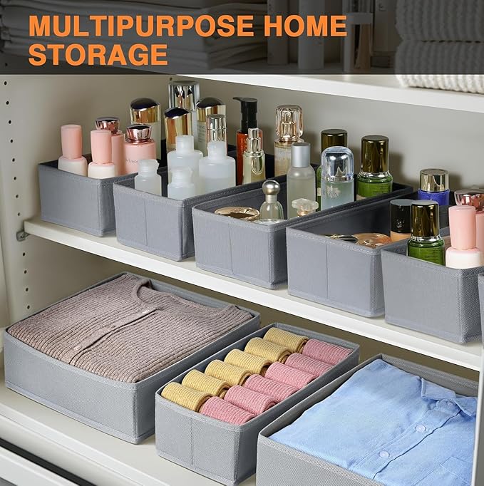 DIMJ Drawer Organizer Clothes 18 Pack - Foldable Baby Organizers and Storage & Dresser Organizer for Bedroom, Closet - Nursery Organization Dresser Dividers for underwear, Sock,Bra, Belt, Tie, Gray - Image 4