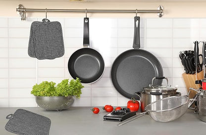 American Linen Pot Holders, Hot Pads, Table Pads for Kitchen and Dining Table, Non Slip Heat Resistant Hot Pot Holder (Black, 8 Pack)
