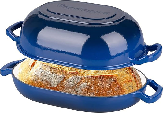 VORRINGARD Enameled Cast Iron Sourdough Bread Oven, Dutch Oven, Loaf Cast Iron Bread Pan for Homemade Bread Baking, Meatloaf Pan with Lid, 7QT, Blue by Unknown