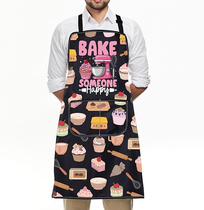 FUSTMW Cake Maker Gifts for Baker Kitchen Baking Apron with Pocket Baker Gifts for Dessert Makers Pastry Chef Apron