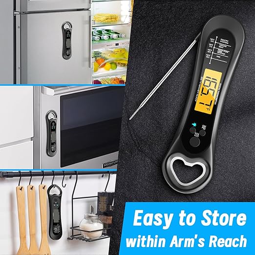 Meat Thermometer Digital, Instant Read Meat Thermometer for Grill and Cooking, with Bottle Opener, Backlight & Calibration Food Thermometer, Kitchen Gadgets for BBQ, Turkey, Candy, Liquids - Image 7