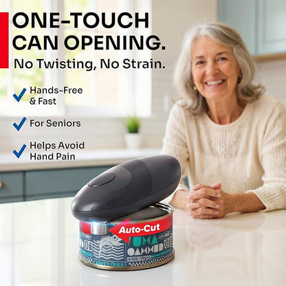 MUELLER HOME SmoothEdge Auto Electric Can Opener – Battery‑Operated One‑Touch w Magnet Lid Lifter, Smooth‑Edge Cut Technology – Portable Hands‑Free Automatic Can Opener for Seniors & Arthritis, Gray - Image 2