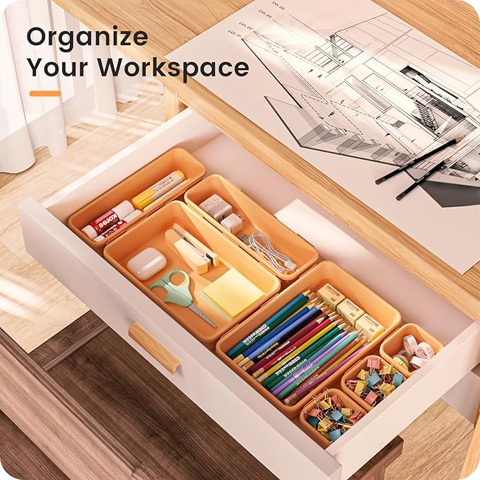A-LUGEI【】【5 Size】Tool Box Organizer Tray Divider Set, 【Orange】 Desk Drawer Organizer,Garage Organization and Storage Toolbox Accessories Rolling Tool Chest Cart Cabinet WorkBench Part - Image 2