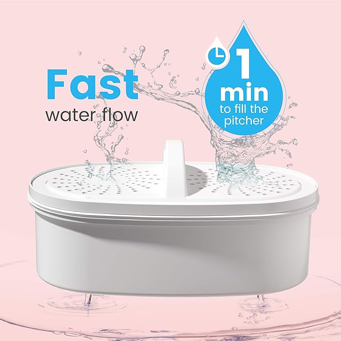 Waterdrop PT-05P Water Filter Pitcher with 4 Filters, 7-Cup Capacity, NSF Certified, 5X Longer Filter Life, Up to 800 Gallons, Fridge-Friendly Design, Reduces PFOA/PFOS and Chlorine, Pink - Image 5