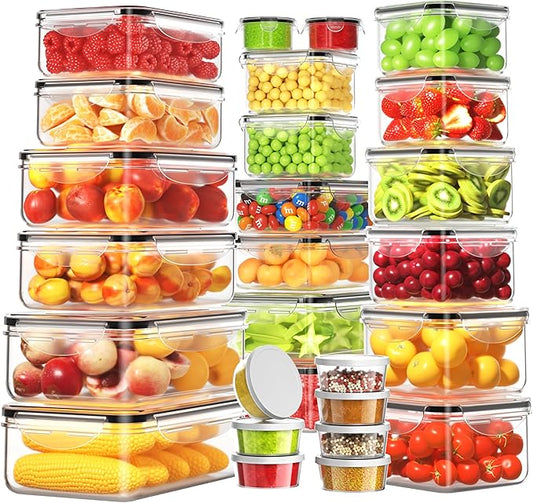 54 PCS Food Storage Containers with Lids Airtight (27 Lids &27 Containers) Leakproof Meal-Prep Kitchen Organization,Reusable Containers for Food Plastic Microwave/Dishwasher Safe with Labels & Pen by PONYCROSSINGTHERIVER