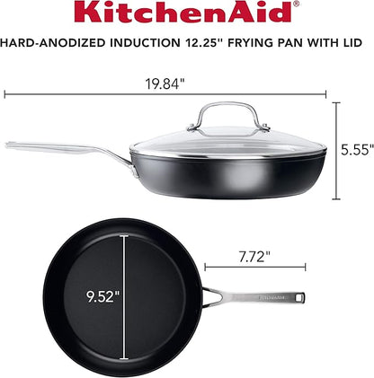 KitchenAid Hard Anodized Induction Nonstick Fry Pan/Skillet with Lid, 12.25 Inch, Matte Black - Image 2