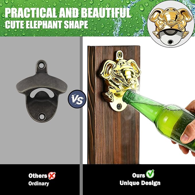 Beer Magnetic Bottle Opener Wall Mounted With Bottle Cap Catcher,Funny Bottle Opener,Beer Accessories,Wooden Magnetic Bottle Opener for Fridge,Birthday Gifts for Men and Beer Lovers.