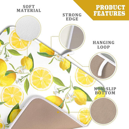 Lemon Dish Drying Mat for Kitchen Counter Spring Summer Microfiber Absorbent Dish Draining Reusable Washable Foldable 16"x18" - Image 4