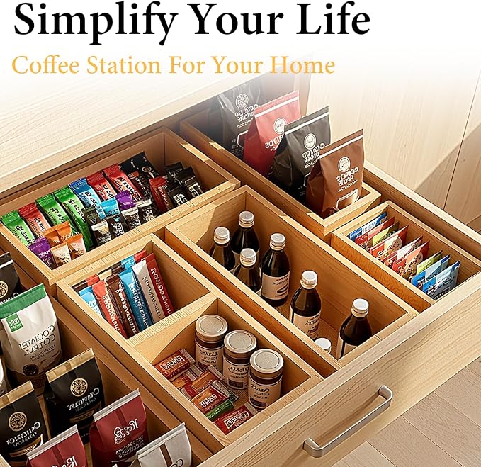 Bamboo Drawer Organizer 5 Pcs for Kitchen Multi-purpose Storage Dividers for Kitchen, Office, Jewelry, Cosmetics, Wooden Drawer Dividers for Drawer Organizer Desk Organizer Gift for Women Gifts Idea - Image 6