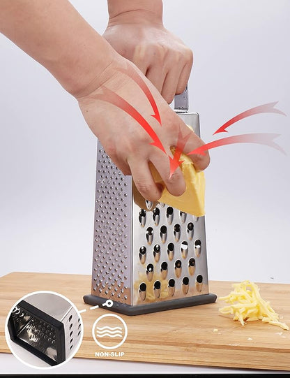 Kaishun Cheese Grater, Box Grater for Cheese Stainless steel Vegetable Slicer Food Shredder 4-sided Convenience for kitchen - Image 5