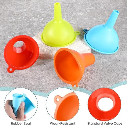 4 Pack Kitchen Silicone Funnel, 4 Colors Kitchen Funnel Set Wide Mouth Funnels for Filling Bottles Small Canning Funnels for Daily Cooking and Water Liquid Oil or Powder Transfer - Image 3
