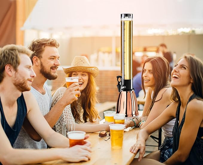 OGGI Beer Tower 3L/100oz - Beverage Dispenser with Spigot & Ice Tube, Margarita Tower, Mimosa Tower, Perfect Drink Dispensers for Parties, Drink Tower, Holds 6 Pints of Beer - Copper - Image 2