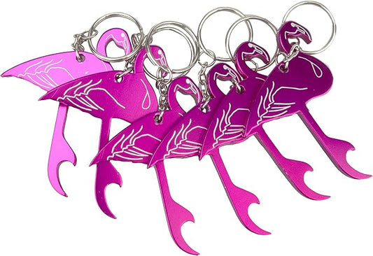 SWATOM Pink Flamingo 6PCS Bottle Opener Keychain Beer Openers Tool Key Chain Ring Accessories