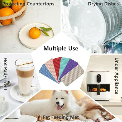 ZLR Silicone Sponge Holder & Sink Caddy Tray (6" x 17") - Narrow Dish Drying Mat for Kitchen Counter - Waterproof Soap Dispenser Organizer, Non-Slip Bathroom Vanity Tray (Meadow Violet) - Image 5