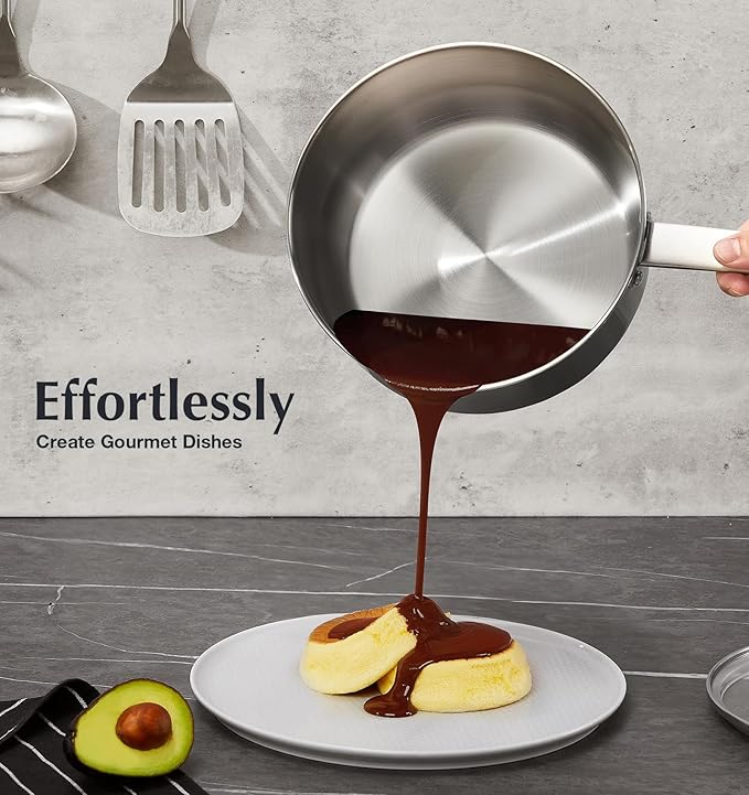 KOCH SYSTEME CS 1 Quart Stainless Steel Saucepan, 1 Quart Saucepan with Lid, Premium Steel Sauce Pan, Indutcion Sauce Pan with Lid, Small Sauce Pot, Stainless Steel Pot 1 QT, Oven Safe - Image 5