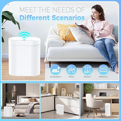 jinligogo 2 Pack 5 Gallon Bathroom Trash Can with Lid, Automatic Motion Sensor White Trash Can, Touchless Slim Waterproof Garbage Bin for Kitchen, Bedroom, Office, and Bathroom - Image 7