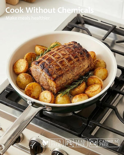 Pots and Pans Set - Nonstick Creamic Kitchen Cookware Sets Non Toxic Cookware Set With Dutch Oven, Frying Pan, Saucepan, Sauté Pan, Cooking Utensils Set, Pots and Pans for Cooking Set Gifts - Image 3