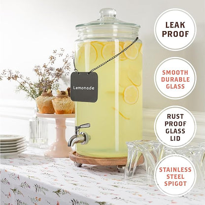 2 Gallon Glass Drink Dispenser with Spout for Parties - Tall Airtight Mason Style Beverage Serveware Stand with Metal Spigot for Kombucha, Water, Juice, Punch, Cocktails, Ice Tea & Sun Tea - Image 5