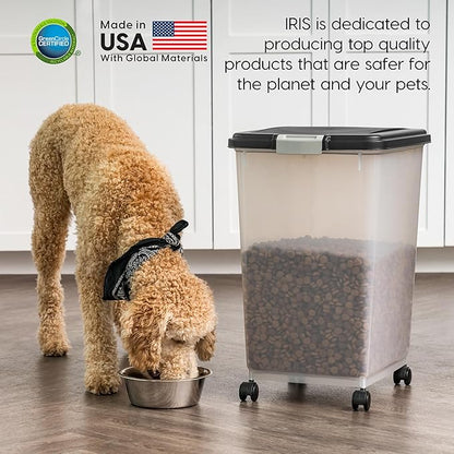 IRIS USA Airtight Dog Food Storage Container, Up to 54 lbs, Attachable Wheels, For Dog Cat Bird and Other Pet Food Storage Bin, Keep Fresh, Translucent Body, Easy Mobility, 2 Pack, Black - Image 8