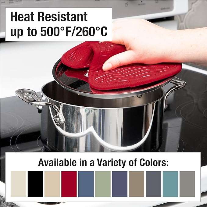 All-Clad Premium Pot Holder & Heating Pad, (2-Pack) Heat Resistant to 500 Degrees, 100% Cotton 10"x6.25" for Kitchen and Barbeque, Chili Red - Image 6