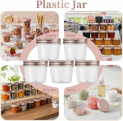 novelinks 4 oz Small Plastic Jars with Lids, 40 Pack Mini Plastic Mason Jars with Lids 4oz, Craft Storage Containers & Canning Jars & Small Spice Jars for Kitchen Organization (40 Pack,Rose Gold) - Image 6