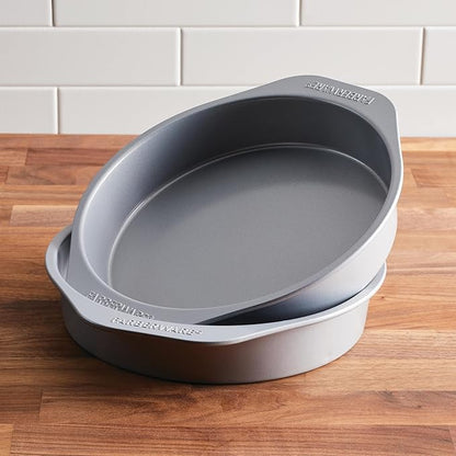 Farberware Golden Bake Bakeware Nonstick Round Cake Pan Set, 2-Piece, Gray
