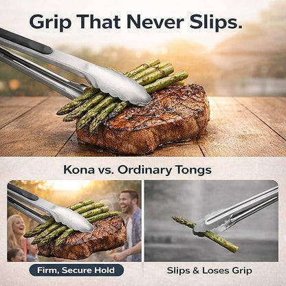 Kona Premium Stainless-Steel Locking Grill Tongs 18 inch, Sturdy, Heavy Duty Tongs - Great for Cooking, Grilling, and Barbecue (BBQ) - Image 2