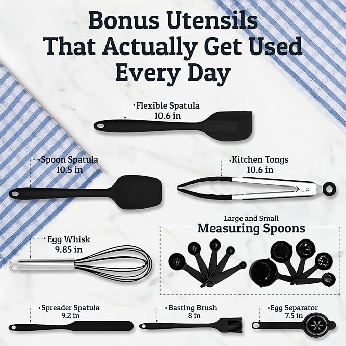 Priority Chef Stainless Steel Mixing Bowls with Lids Set, Metal Nesting Bowls with Airtight Lids, Graters, Non-Slip Base & Measurement Marks, Includes Utensil Set for Prep, Baking & Storage, Black - Image 2