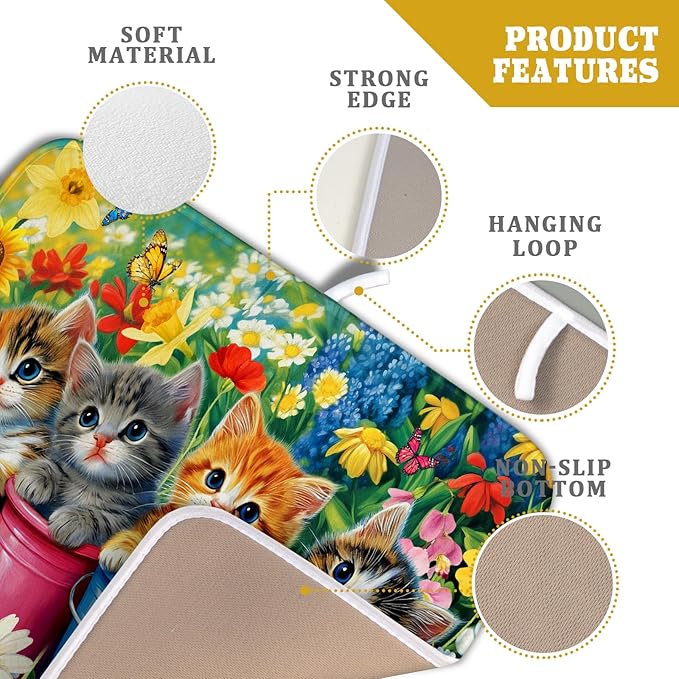 Funny Absorbent Dish Drying Mat Spring Cat Dish Drying Mats for Kitchen Counter Small - Image 4