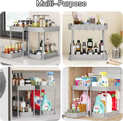 Ukeetap 2 Pack Multi-Purpose Pull-Out Storage Organizers, Under Sink Organizers and Storage for Bathroom & Kitchen, Under Cabinet Organizers and storage, 12.8 Inch, Grey - Image 6