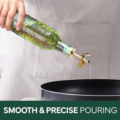 COOK WITH COLOR Glass Olive Oil Bottle Dispenser - 2 Pack- 17oz Oil and Vinegar Cruet - Olive Oil Carafe Decanter for Kitchen, Champagne Bubbles, Green - Image 5