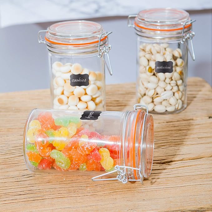 Glass Jars With Airtight Lids, 16 oz Glass Jars With Leak Proof Rubber Gasket,Wide Mouth Mason Jars With Hinged Lids For Kitchen Canisters,Glass Storage Containers 12 Pack - Image 4