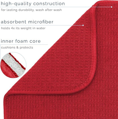 S&T INC. Dish Drying Mat, 16” x 18”, Absorbent Microfiber Kitchen Counter Mat, Dish Drying Pad for Dishes, Utensils, Pots and Pans, Large, Red - Image 3